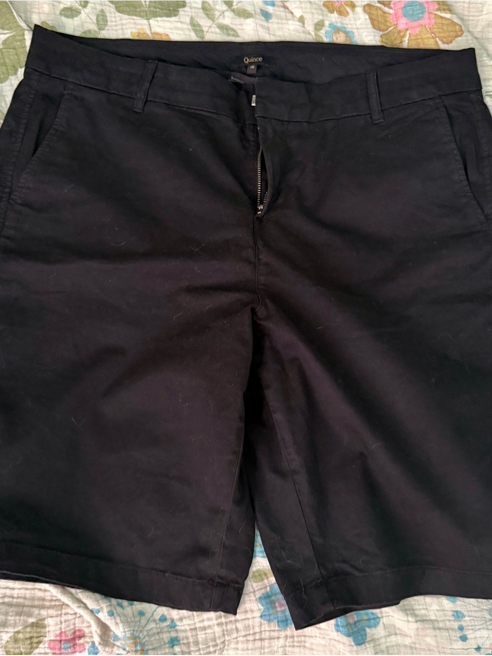 Quince Women’s Black Flat-Front Organic Cotton Bermuda Shorts